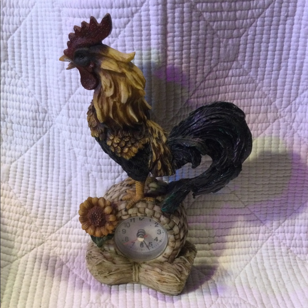 ROOSTER FIGURINE with non-working CLOCK